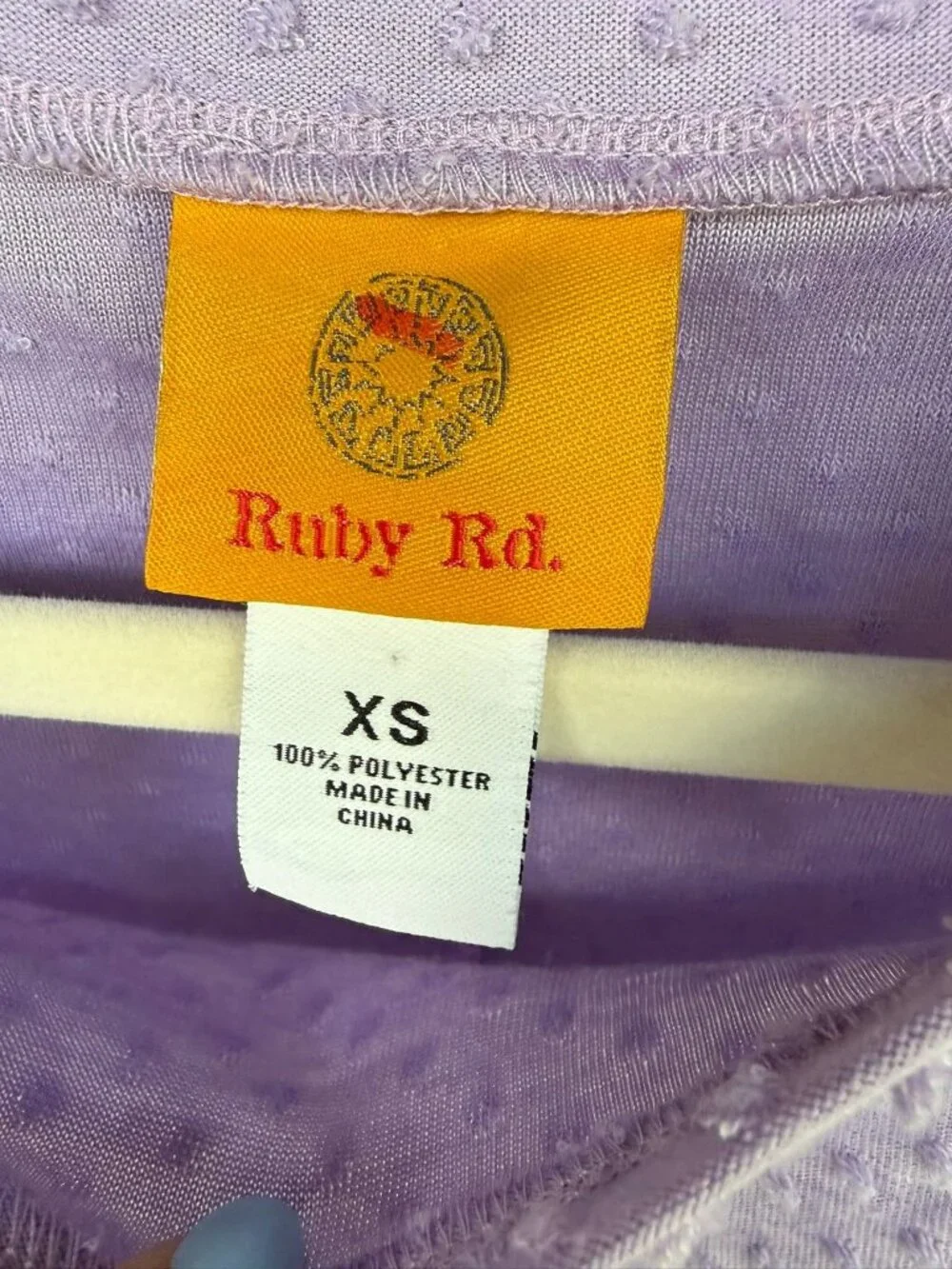 Ruby Rd Lavender Swiss Dot Blouse XS | Bell Sleeve Boho Cottagecore Top